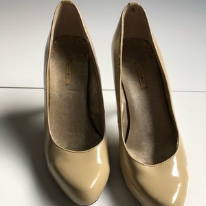 Nude patent leather heels